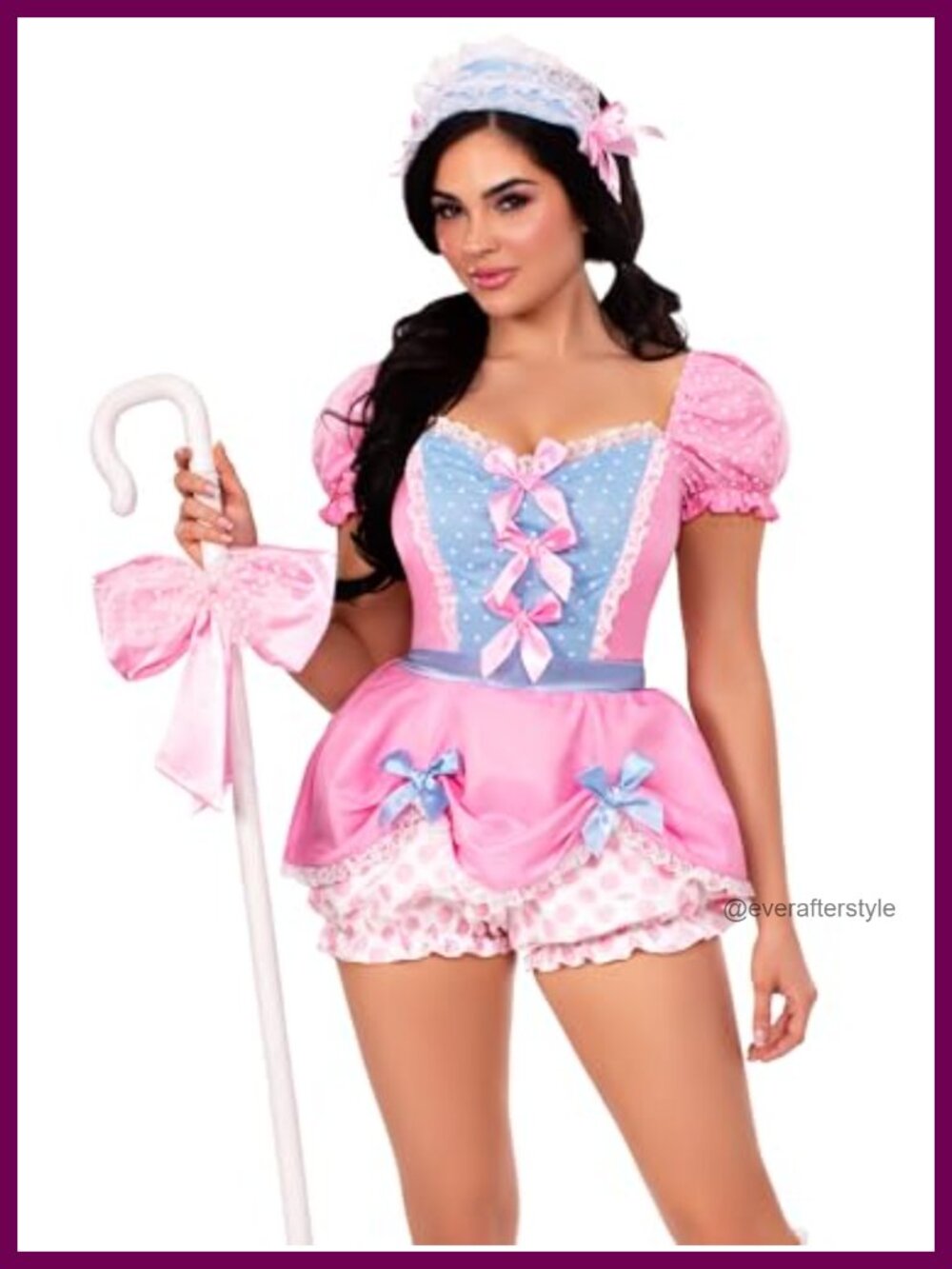 Leg Avenue Bo Peep Sweetie 3 PC Costume Dotted Bloomer Romper Lace Trim